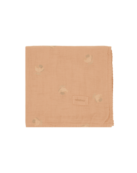 * Nobodinoz Wabi Sabi Geboorte Geschenk Swaddle Print 70x70cm | Powder Pink Blossom