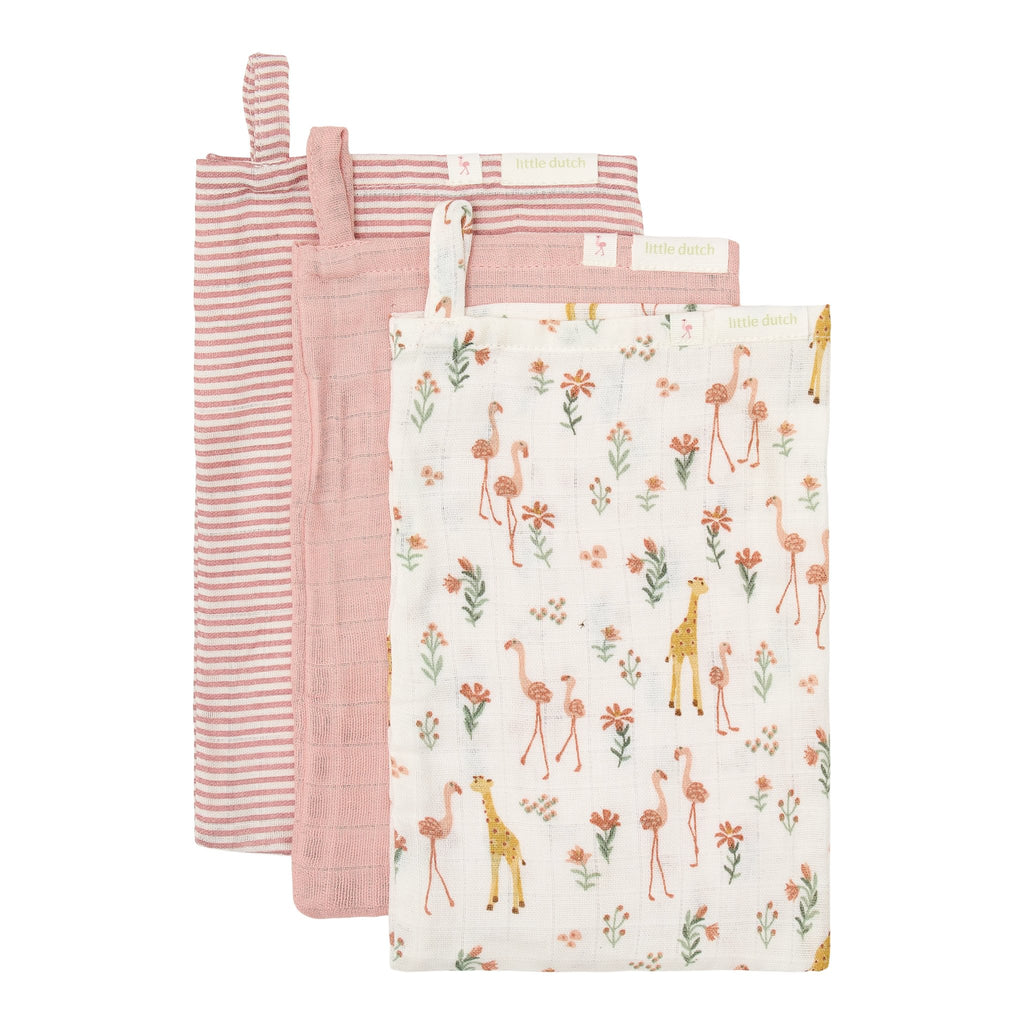 Little Dutch Washandjes Set Blooming Safari | Roze