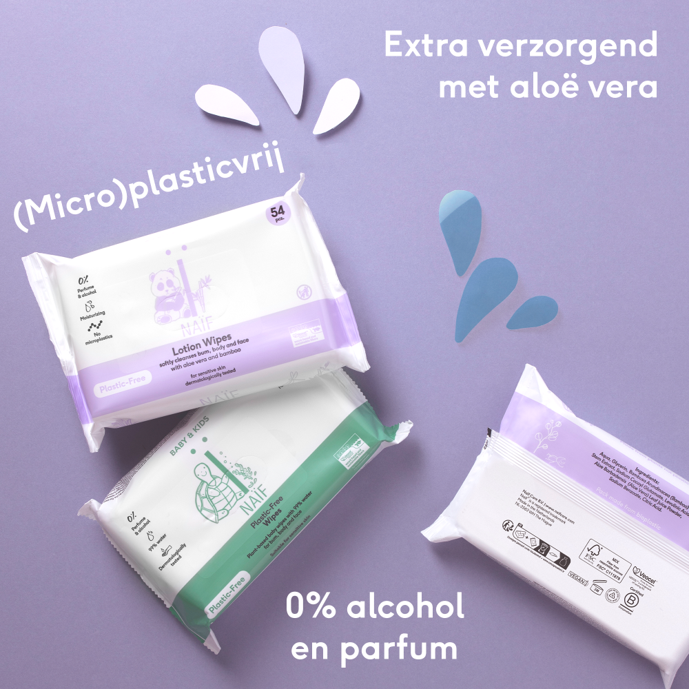 * Naïf Plasticvrije Lotion Wipes Billendoekjes Set 8 x 54 Stuks
