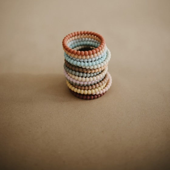 Mushie Set 3 Siliconen Bijtringen Bracelet | Linen/Peony/Pale Pink