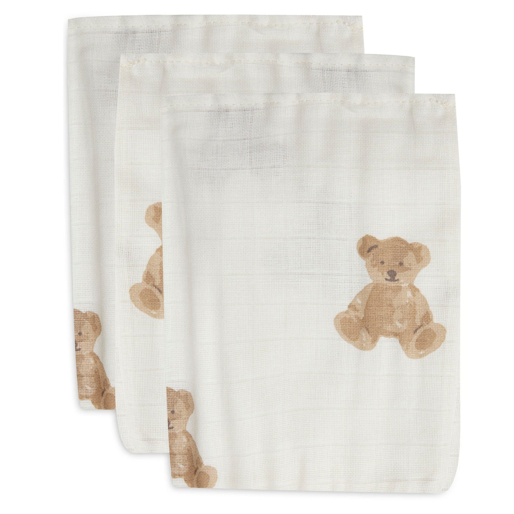 Jollein Set 3 Hydrofiele Washandjes | Teddy Bear