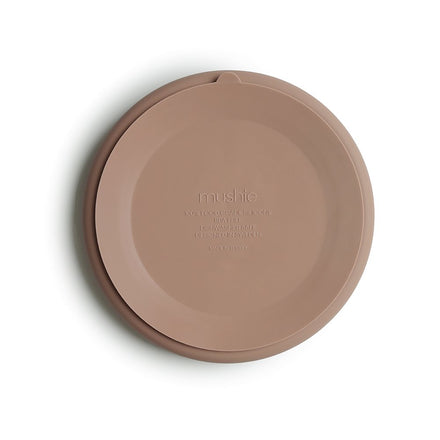* Mushie Silicone Bord Rond Met Zuignap | Natural