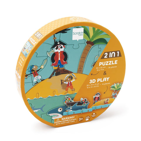 Scratch 2-in-1 Puzzel & 3D-spel | Piraat*