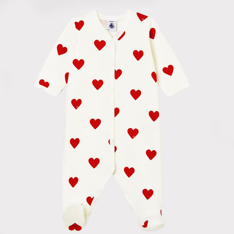Petit Bateau Baby Pyjama | Rode Hartjesprint*