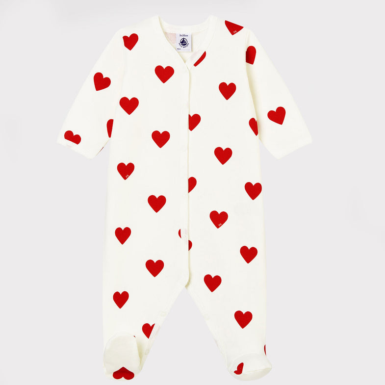 Petit Bateau Baby Pyjama | Rode Hartjesprint*