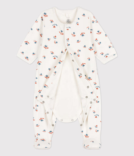 * Petit Bateau Baby Pyjama Tubic | Marshmallow Flowers
