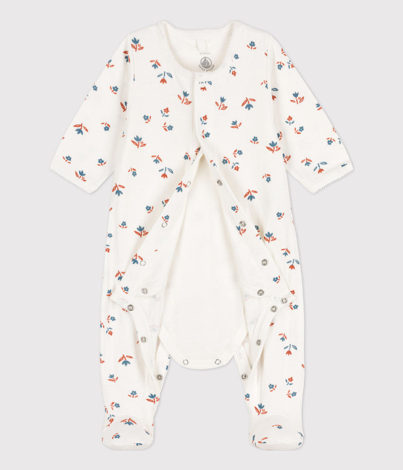 Petit Bateau Baby Pyjama Tubic | Marshmallow Flowers  *
