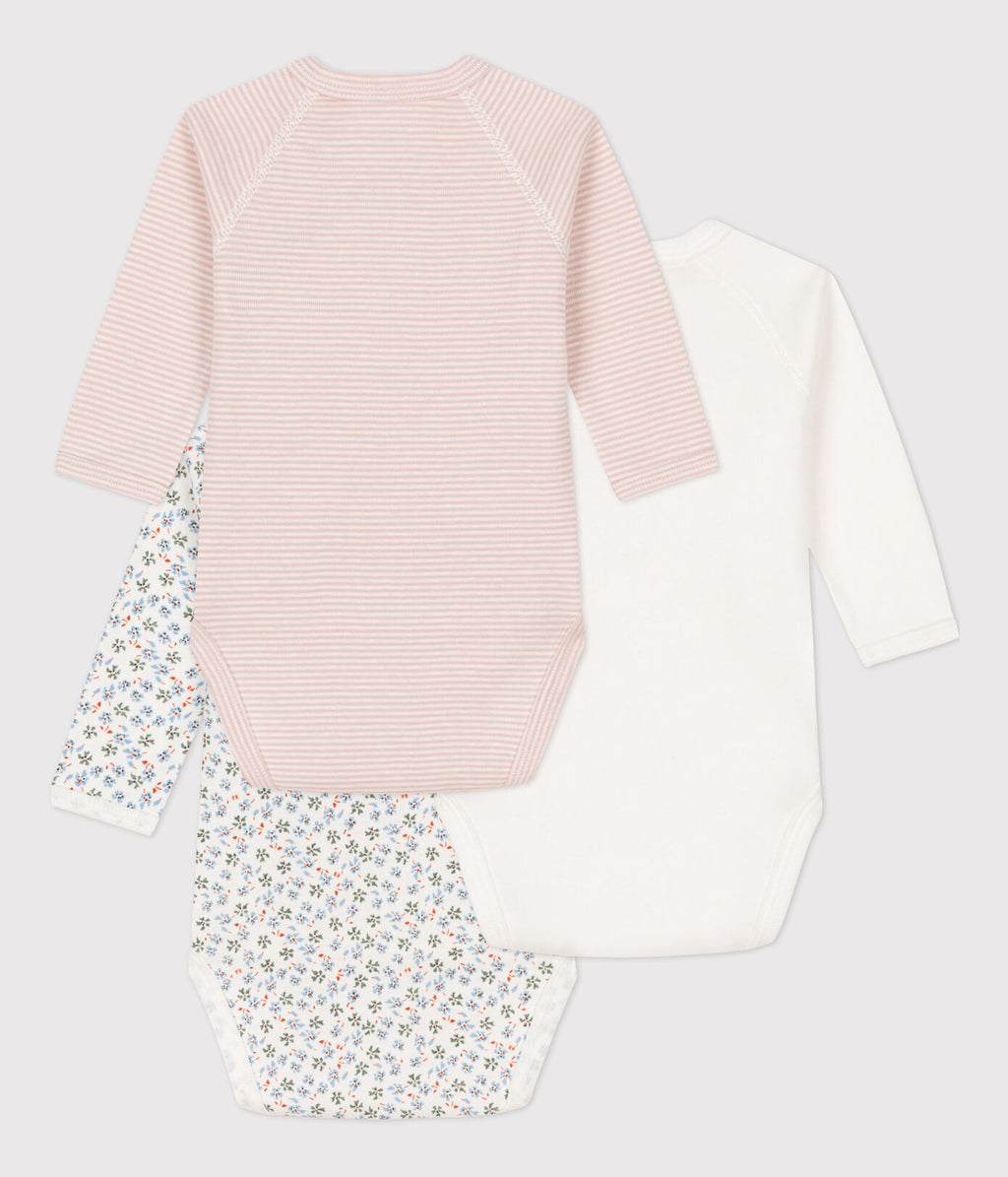 * Petit Bateau Set 3 Rompers Met Lange Mouwen | Flowers