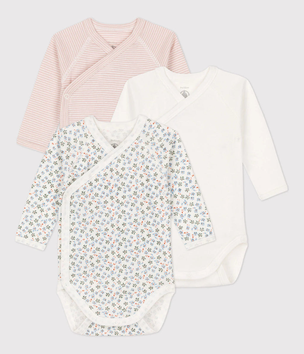 * Petit Bateau Set 3 Rompers Met Lange Mouwen | Flowers
