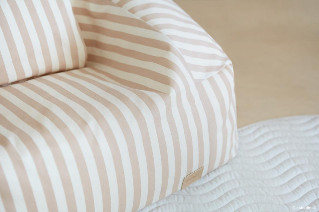 * Nobodinoz Chelsea Twill Beanbag | Taupe Stripes/Natural