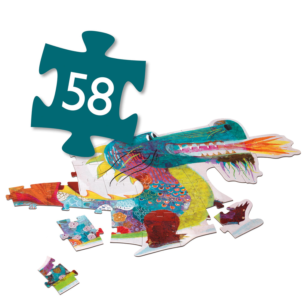 * Djeco Vloerpuzzel 58 Stukken 138 cm | Leon De Draak