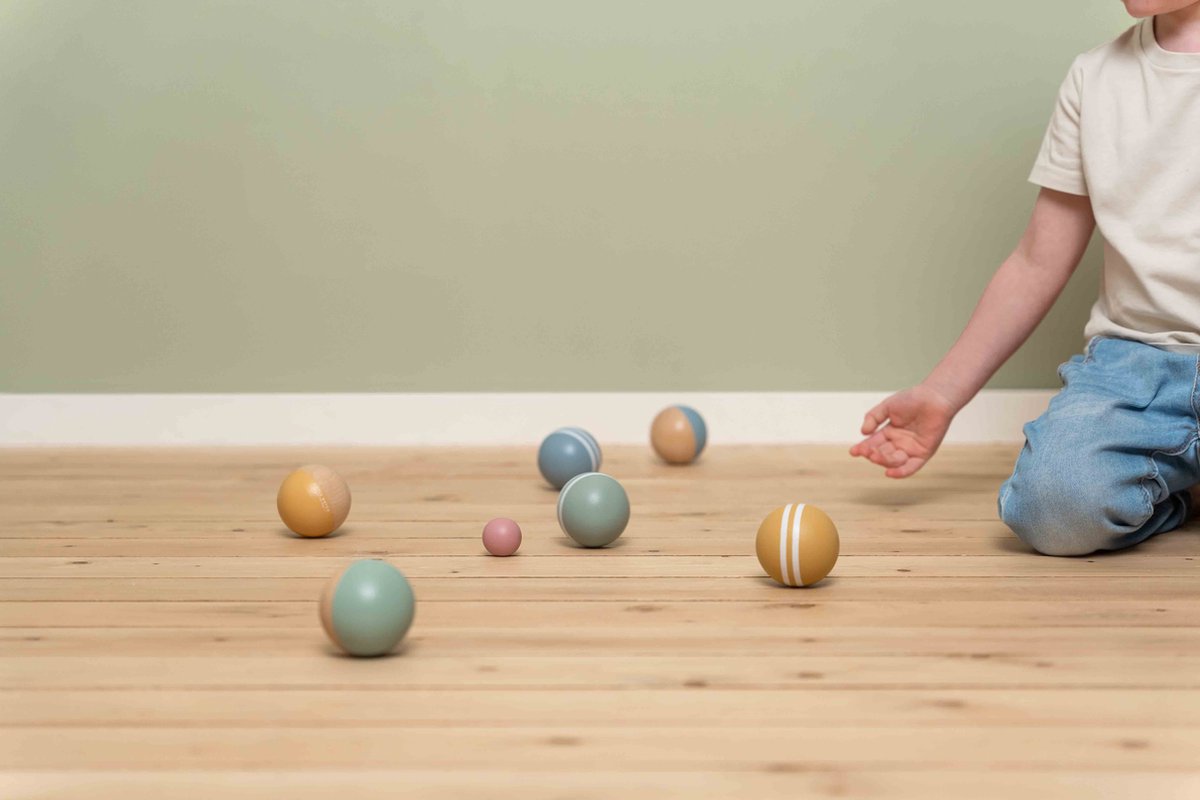 Little Dutch ballen speelset petanque, houten ballen met opbergtas