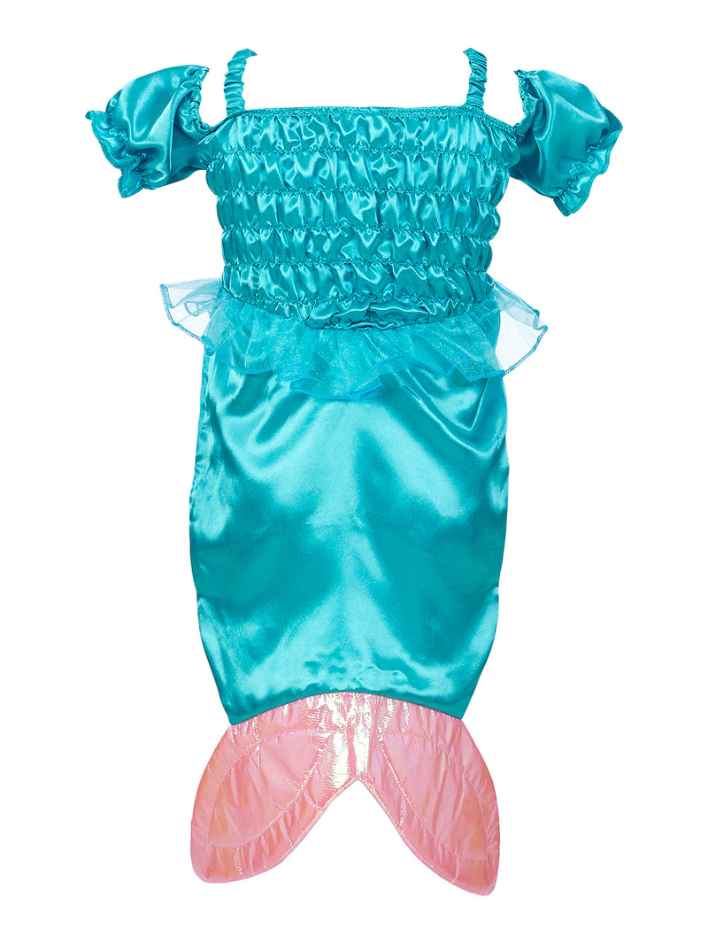 Meisje in Souza Marina mermaid jurkje, vooraanzicht van het zeemeermin verkleedkostuum
