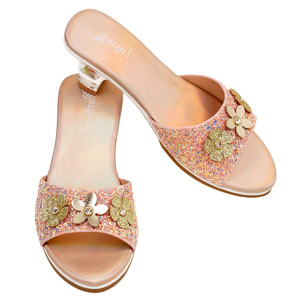 Souza Clarisse verkleedmuiltjes met hakje in zalm metallic, schoenmaat 30/31