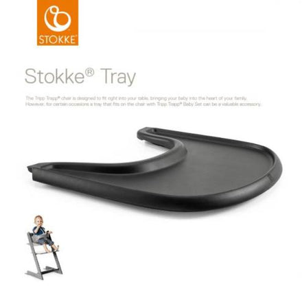 Stokke Tripp Trapp eettablet in zwart, productfoto van het tafelblad