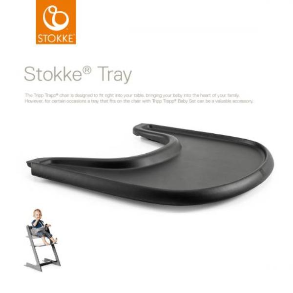 Stokke Tripp Trapp eettablet in zwart, productfoto van het tafelblad
