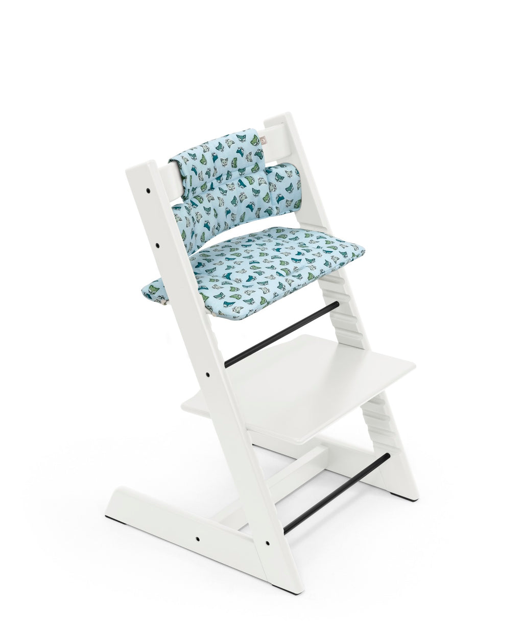 Stokke Tripp Trapp Wit met blauw kussen met print