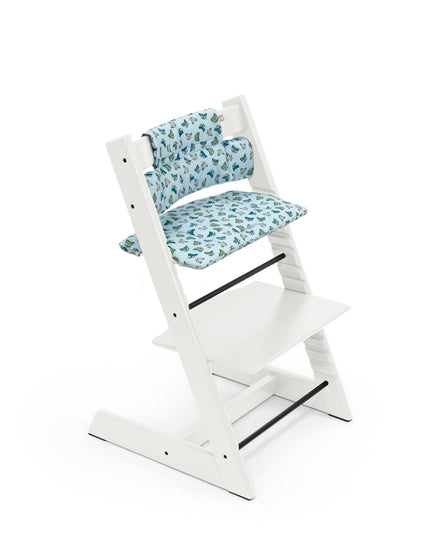 Stokke Tripp Trapp Wit met blauw kussen met print