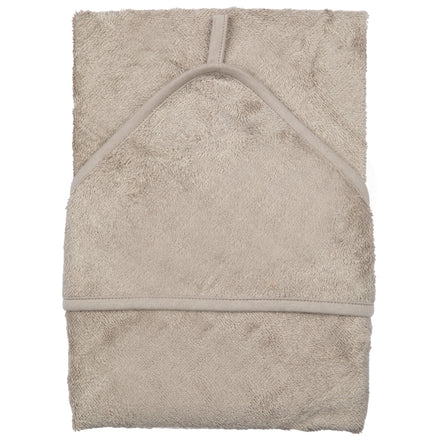 Timboo badcape bamboe Feather Grey, plat uitgelegd met het kapje bovenaan