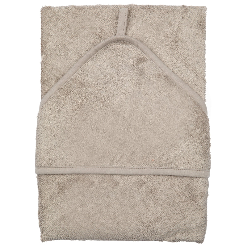 Timboo badcape bamboe Feather Grey, plat uitgelegd met het kapje bovenaan