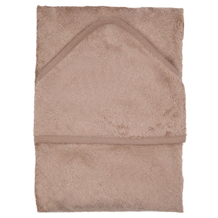 Timboo badcape bamboe Savannah Sand, plat uitgelegd met het kapje bovenaan