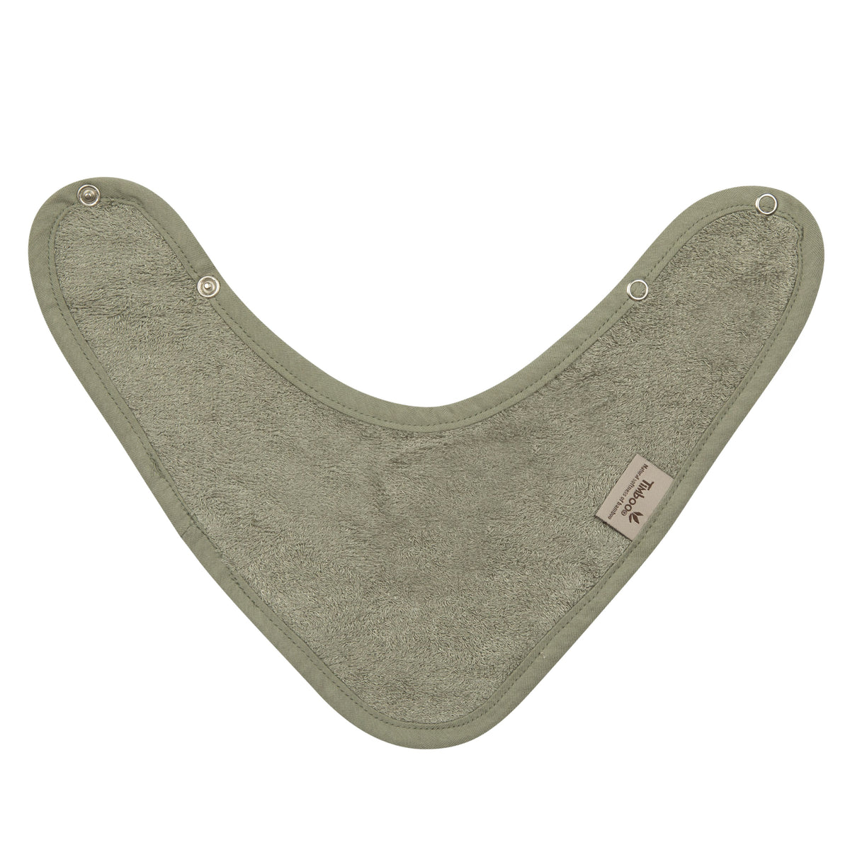 Timboo bandana slab bamboe Whisper Green, vooraanzicht met drukknopen