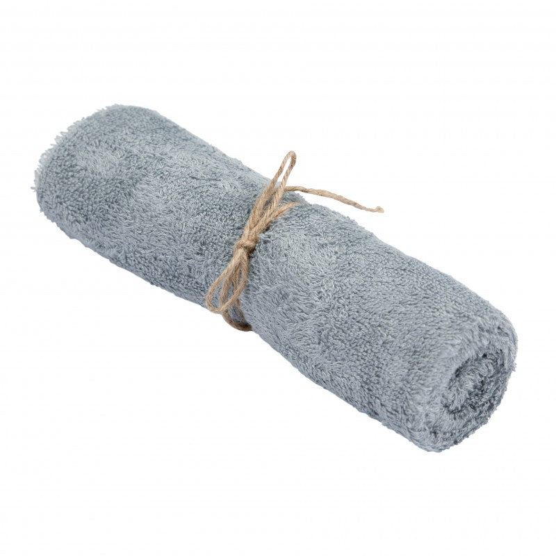 Timboo medium handdoek bamboe Moon Blue, opgerolde handdoek met touwtje