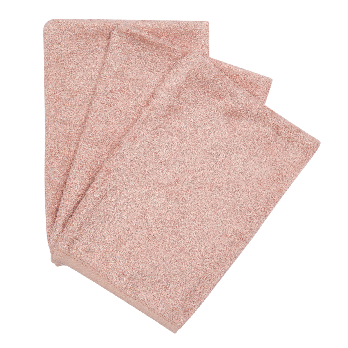 Timboo bamboe washandjes Misty Rose, drie washandjes gestapeld