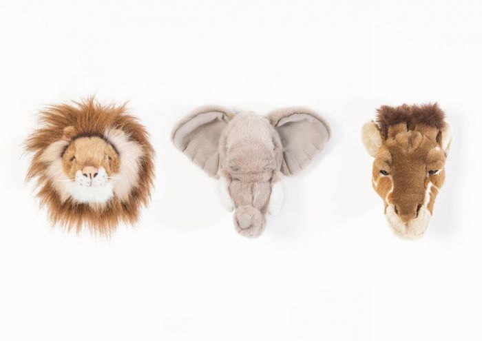 Wild & Soft Box 3 Kleine Kopjes Safari, mini dierenkopjes leeuw, olifant en giraf naast elkaar