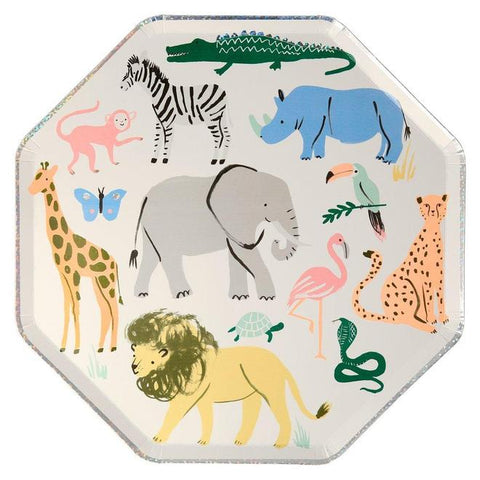 Meri Meri set 8 kartonnen bordjes | Safari Animals