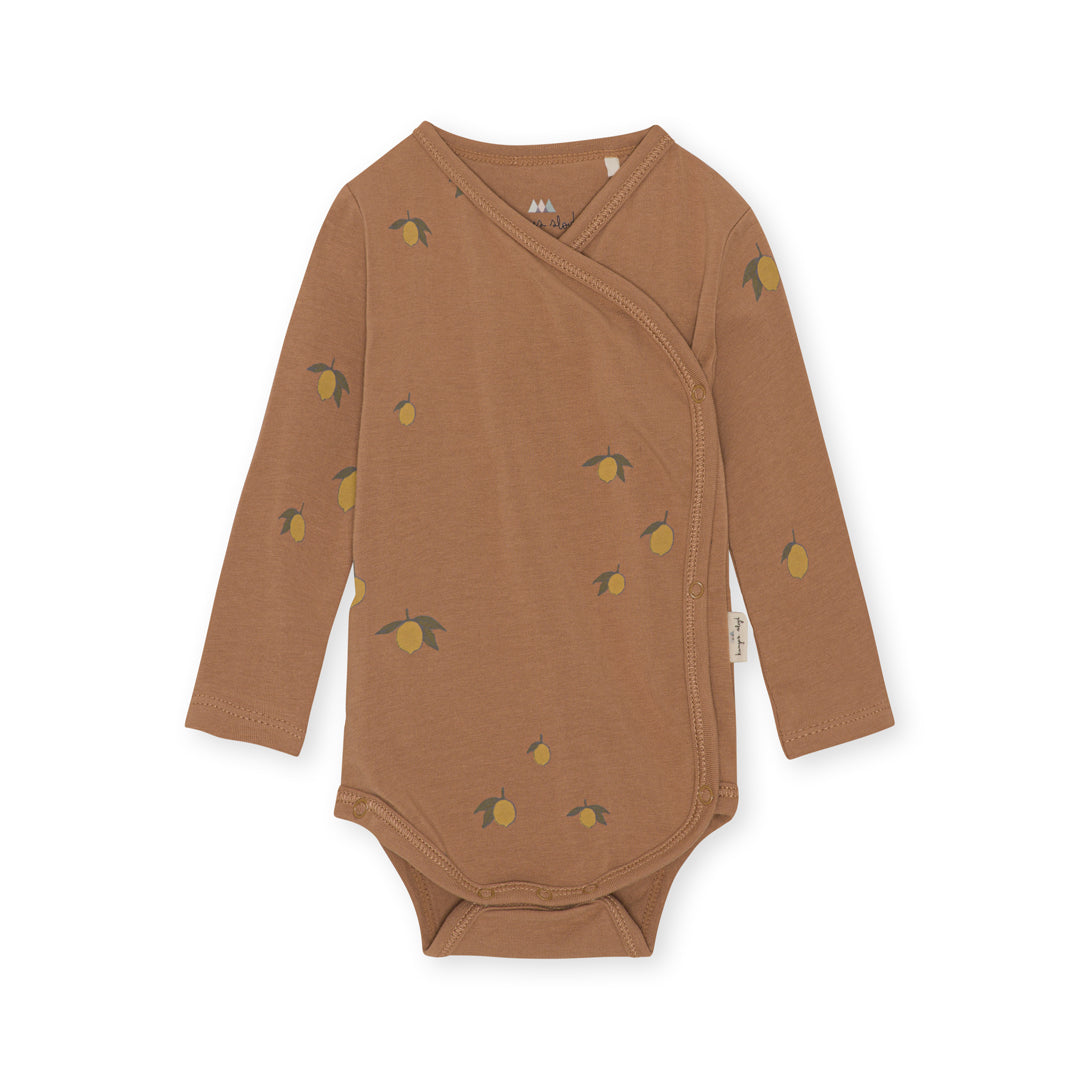 * Konges Sløjd Basic Longsleeve Newborn Romper | Lemon Brown