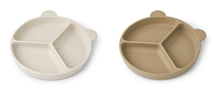 * Liewood Stacy Divider Suction Plate 2-Pack | Sandy / Oat Mix