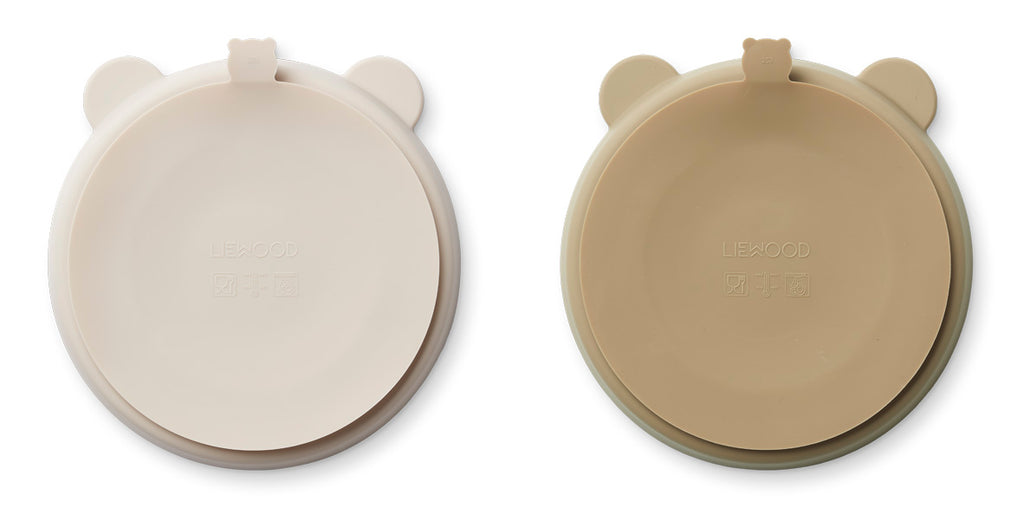 * Liewood Stacy Divider Suction Plate 2-Pack | Sandy / Oat Mix