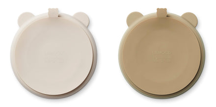 * Liewood Stacy Divider Suction Plate 2-Pack | Sandy / Oat Mix