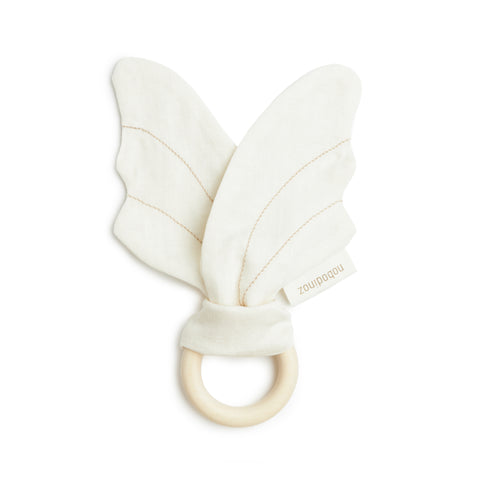 Nobodinoz Lin Français Wings Teether Ring 21x7cm Off White  *