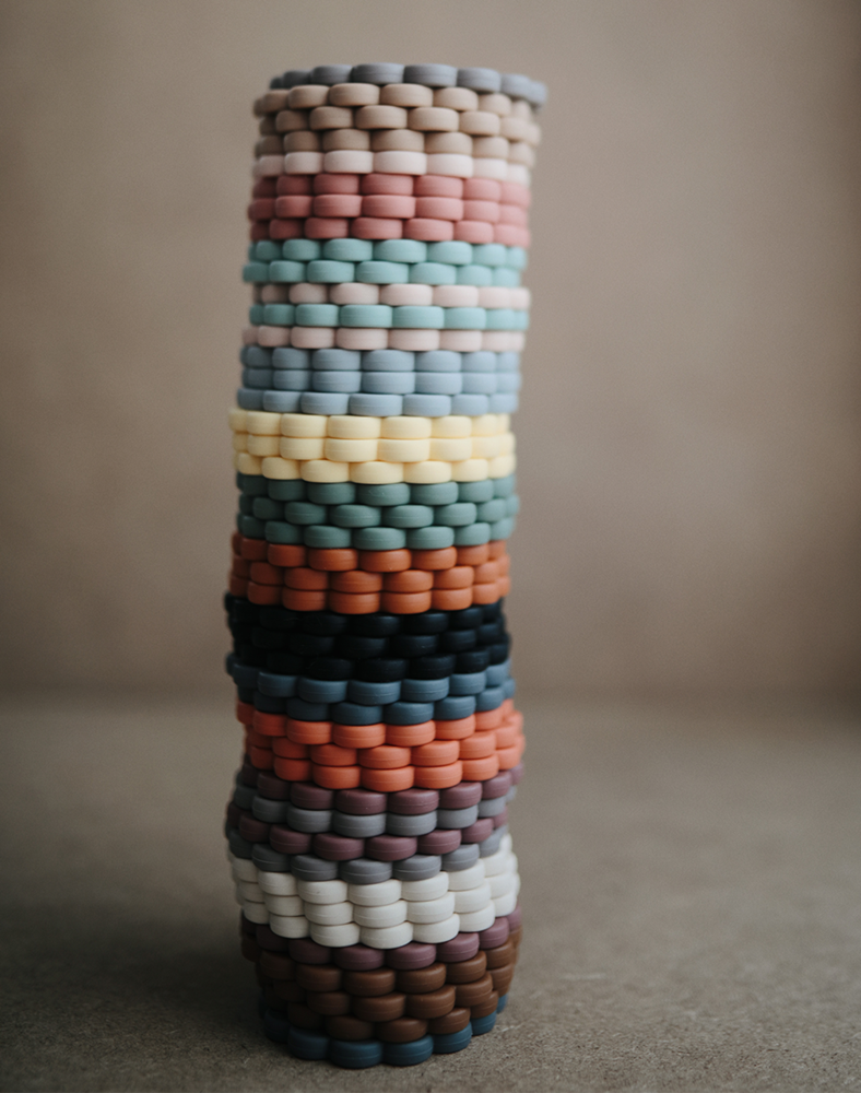 Mushie Siliconen Set 3 Bijtringen Flower | Blush/Rose/Shifting Sand