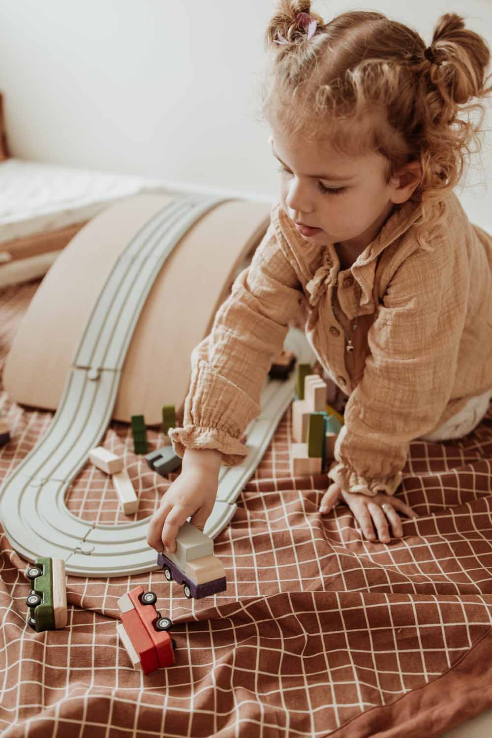 Play and go Opbergzak Organic | speelmat Grid Brown