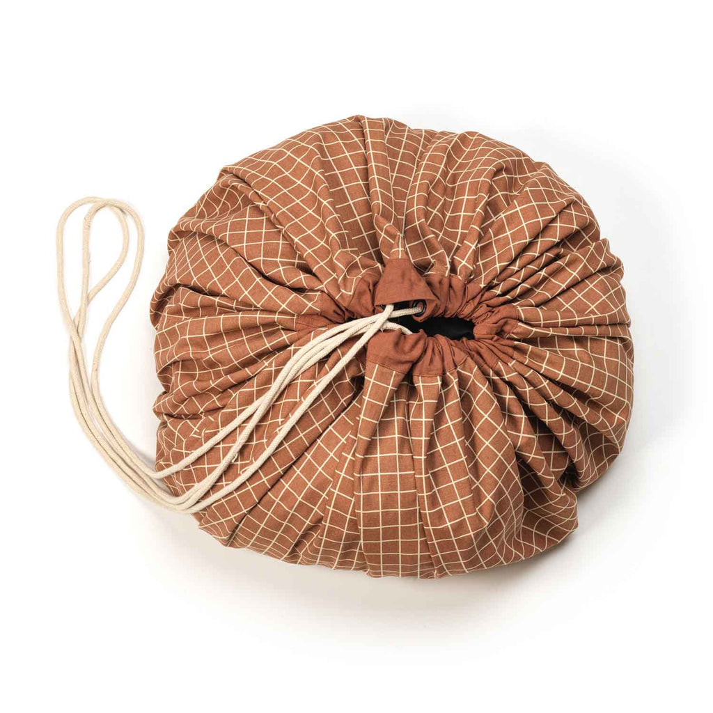 Play and go Opbergzak Organic | speelmat Grid Brown