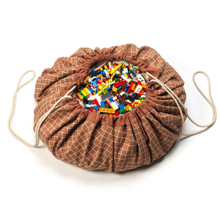 Play and go Opbergzak Organic | speelmat Grid Brown
