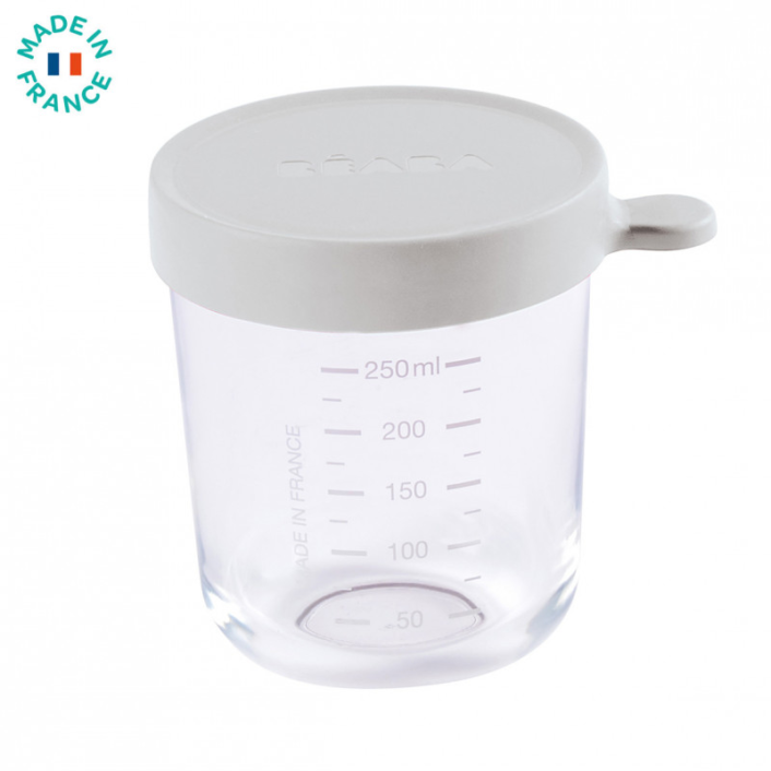 * Béaba Glazen Bewaarpotjes 250ml | Mistgrijs