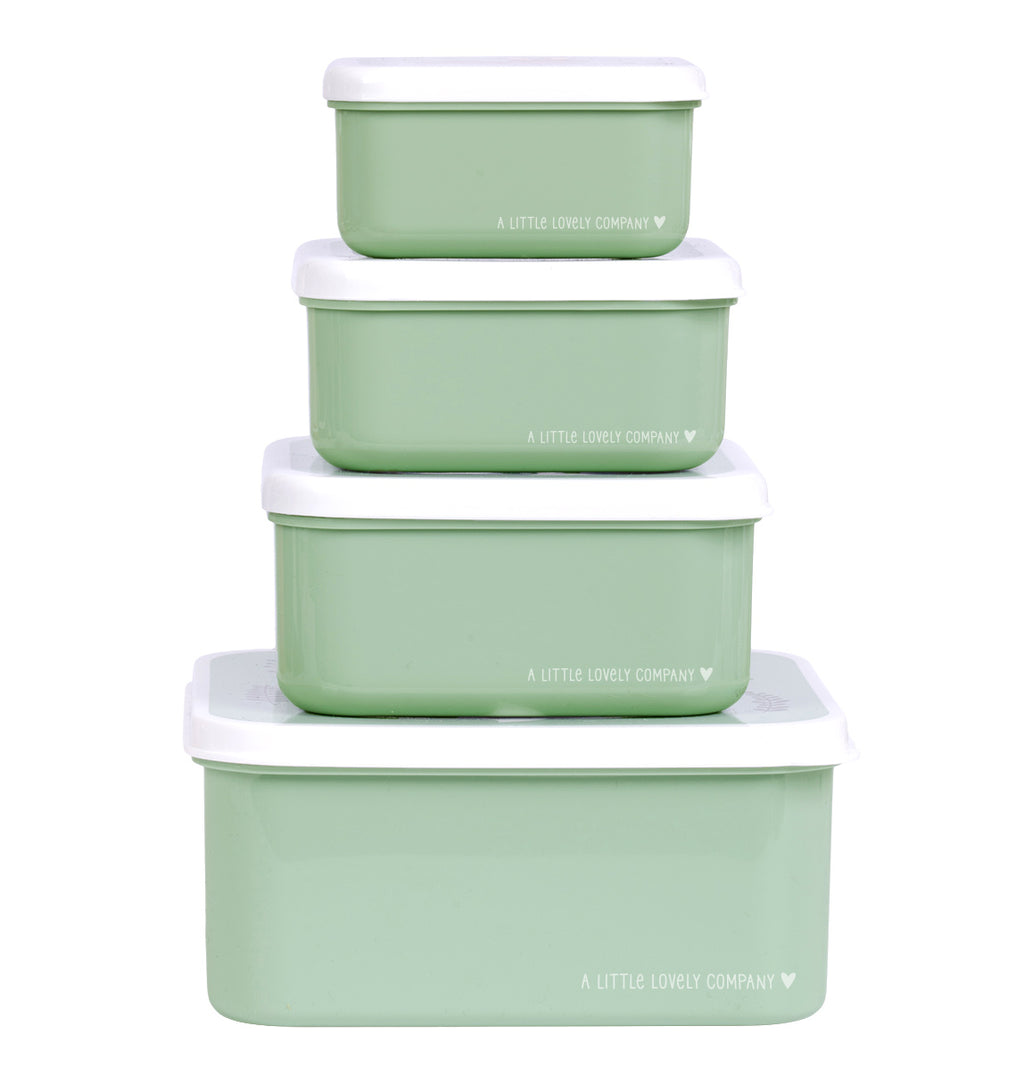 A Little Lovely Company Lunch & Snack Box Set | Bosvriendjes - Saliegroen