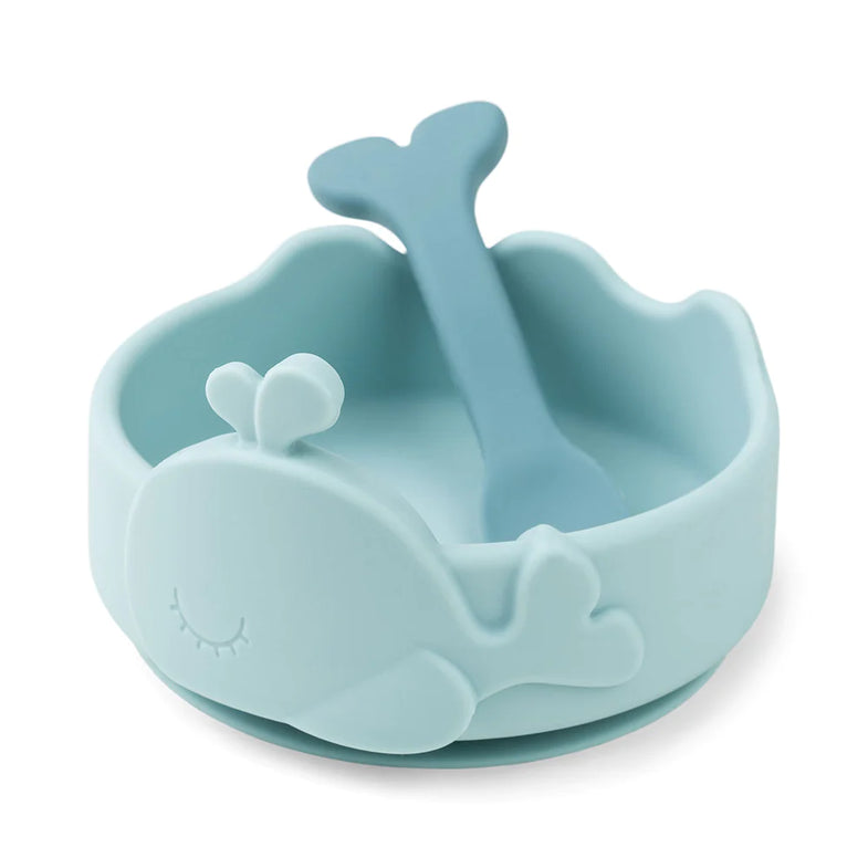 Done By Deer Silicone Bowl & Lepel Set | Wally Blue