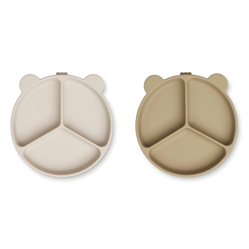 * Liewood Stacy Divider Suction Plate 2-Pack | Sandy / Oat Mix