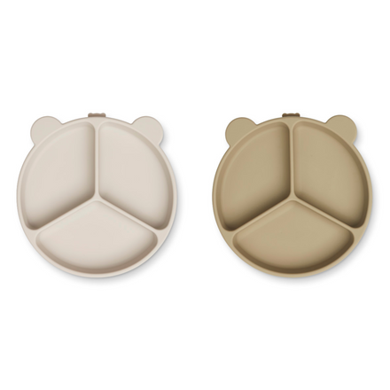 * Liewood Stacy Divider Suction Plate 2-Pack | Sandy / Oat Mix