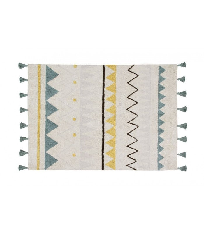 Lorena Canals machinewasbaar tapijt 140x200cm Azteca Natural Vintage Blue Large