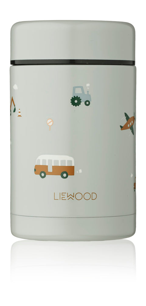 Liewood Bernard Food Jar 500ml | Vehicles / Dove Blue Mix