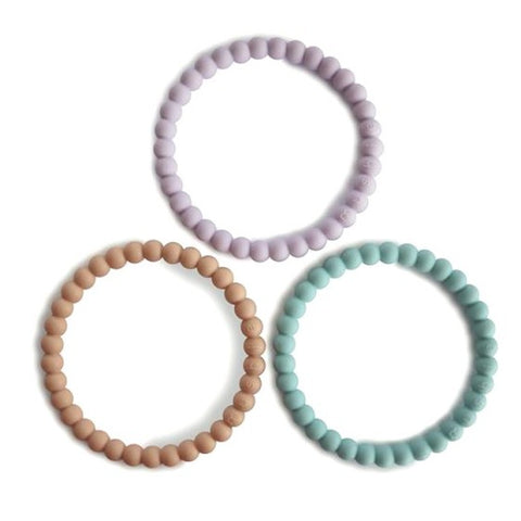 Mushie Set 3 Siliconen Bijtringen Bracelet | Lilac/Cyan/Soft Peach*