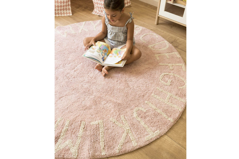 Lorena Canals machinewasbaar tapijt Round ABC Pink - DE GELE FLAMINGO - Kids concept store 