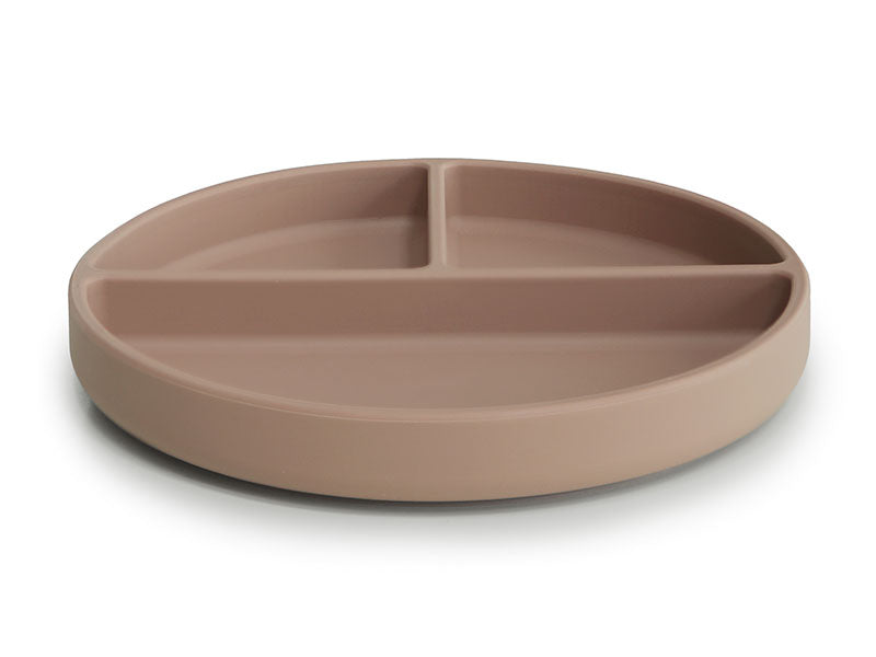 * Mushie Silicone Bord Rond Met Zuignap | Natural