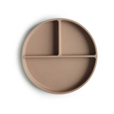 * Mushie Silicone Bord Rond Met Zuignap | Natural